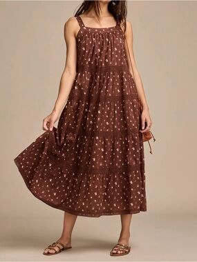 ✨Lucky Brand Women's Cotton Market Day Floral Tiered Dress Size M